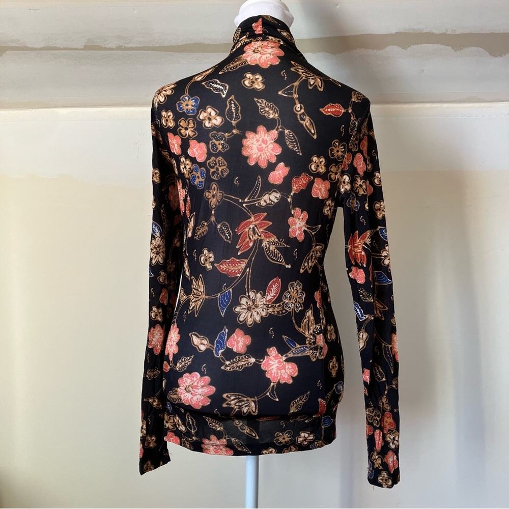 Ulla Johnson Sheer Black Floral Aurelia Turtleneck Odessa Bodycon Blouse size XS - Picture 4 of 7